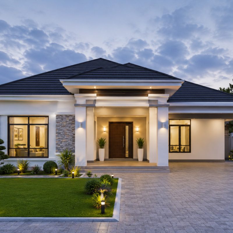 The Apex 4-Bedroom Smart Bungalow 📍 Location: Epe / Ibeju-Lekki, Lagos (Alternative: Shelter Afrique, Uyo)  💰 Price: ₦130,000,000  🏠 Type: 4-Bedroom Detached Bungalow + BQ
